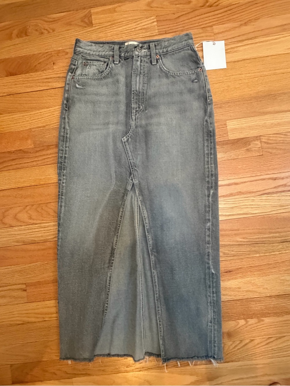 Etica Gray Katina Maxi Denim Skirt with Front Slit - Picture 5 of 11